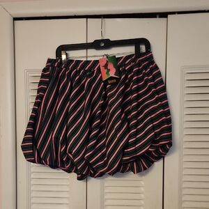 Black and Pink Striped Mini Skirt